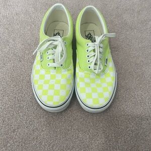Vans Lime Green Checkered Shoes